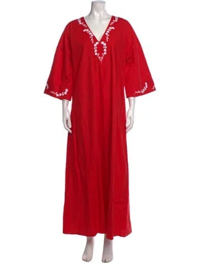 Pre-owned Fanm Mon Floral Print Long Dress W/ Tags In Red