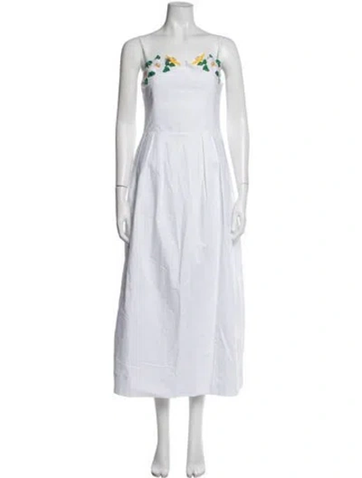 Pre-owned Fanm Mon Floral Print Long Dress W/ Tags In White