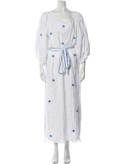 Pre-owned Fanm Mon Floral Print Long Dress In White