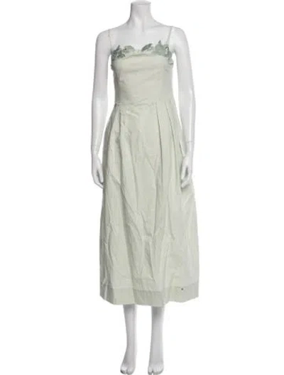 Pre-owned Fanm Mon Floral Print Midi Length Dress In Green