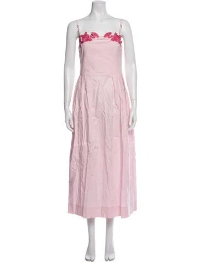 Pre-owned Fanm Mon Floral Print Midi Length Dress In Pink