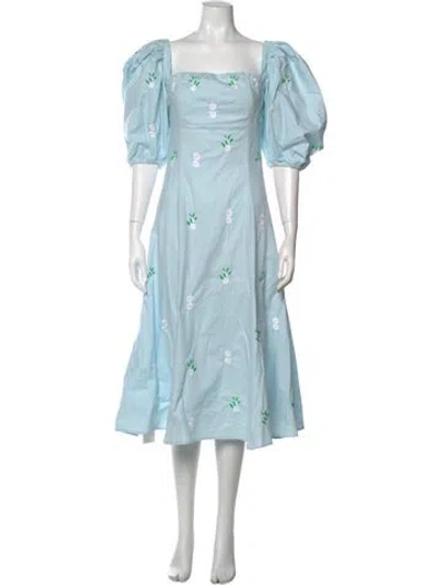 Pre-owned Fanm Mon Floral Print Midi Length Dress W/ Tags In Blue