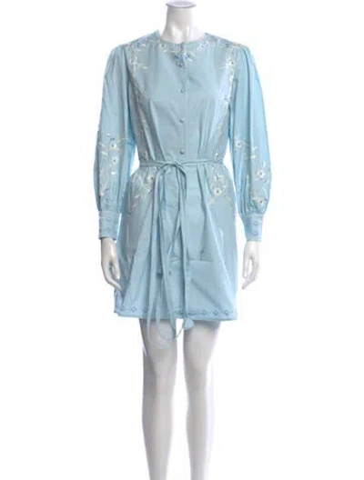 Pre-owned Fanm Mon Floral Print Mini Dress In Blue