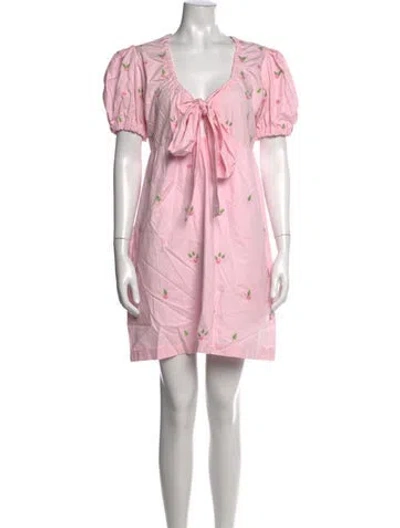 Pre-owned Fanm Mon Floral Print Mini Dress In Pink