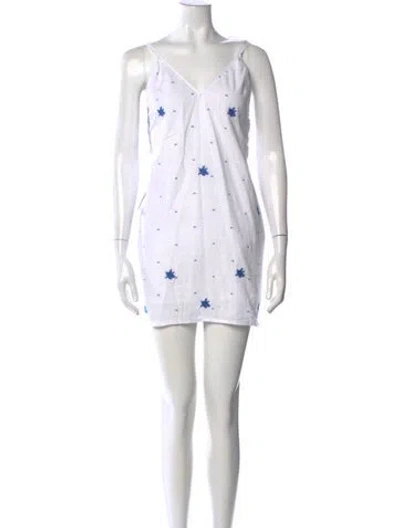 Pre-owned Fanm Mon Floral Print Mini Dress In White