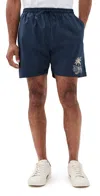 Fanm Mon Gorkem Embroidered Linen Shorts Navy In Blue