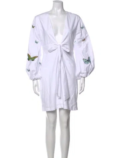 Pre-owned Fanm Mon Graphic Print Mini Dress In White