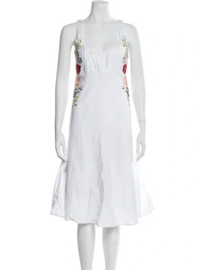 Pre-owned Fanm Mon Linen Knee-length Dress In White