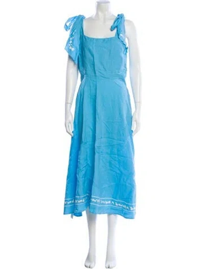 Pre-owned Fanm Mon Linen Long Dress In Blue