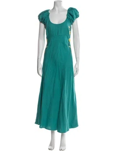 Pre-owned Fanm Mon Linen Long Dress In Blue