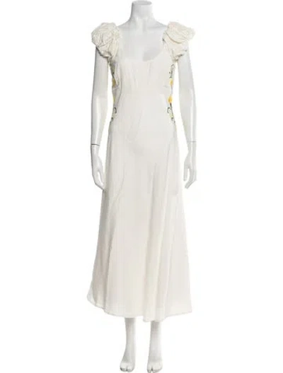 Pre-owned Fanm Mon Linen Long Dress In Neutral