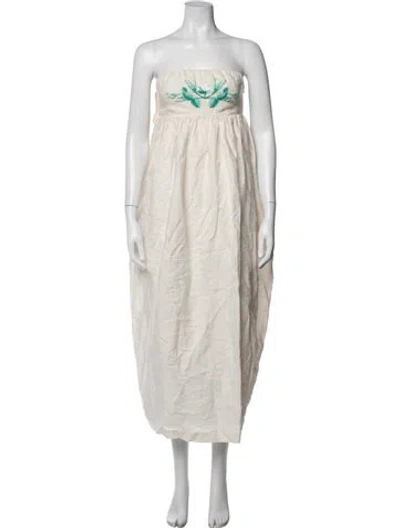 Pre-owned Fanm Mon Linen Long Dress In Neutral