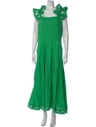 Pre-owned Fanm Mon Linen Long Dress W/ Tags In Green