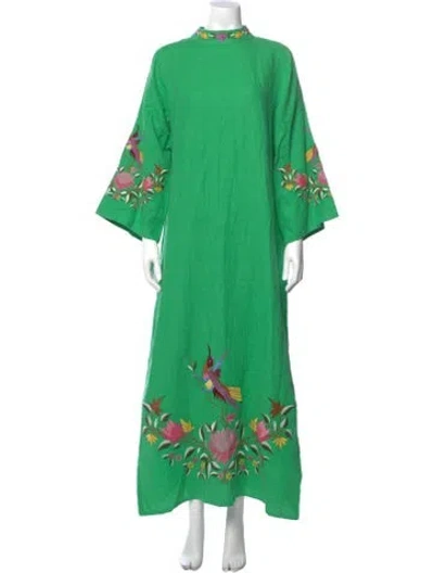 Pre-owned Fanm Mon Linen Long Dress W/ Tags In Green