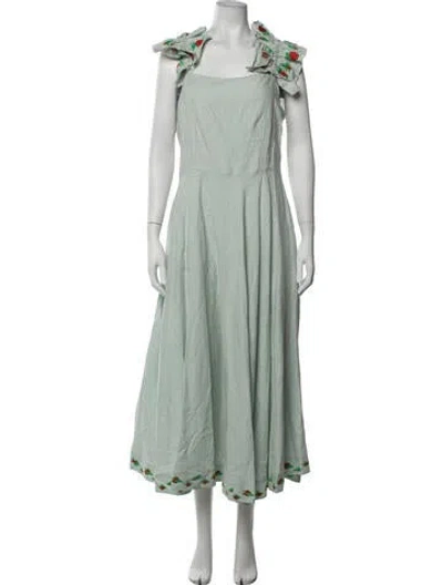 Pre-owned Fanm Mon Linen Long Dress W/ Tags In Green