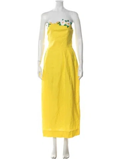 Pre-owned Fanm Mon Linen Long Dress W/ Tags In Yellow