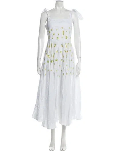 Pre-owned Fanm Mon Linen Long Dress In White