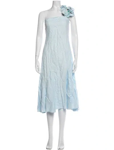 Pre-owned Fanm Mon Linen Midi Length Dress In Blue