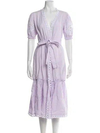 Pre-owned Fanm Mon Linen Midi Length Dress In Purple