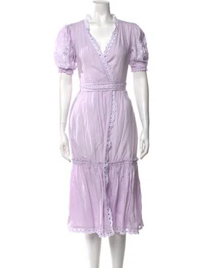 Pre-owned Fanm Mon Linen Midi Length Dress In Purple