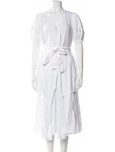 Pre-owned Fanm Mon Linen Midi Length Dress W/ Tags In White
