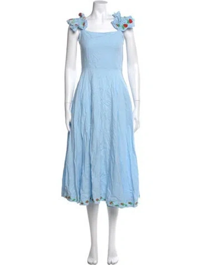 Pre-owned Fanm Mon Linen Mini Dress In Blue