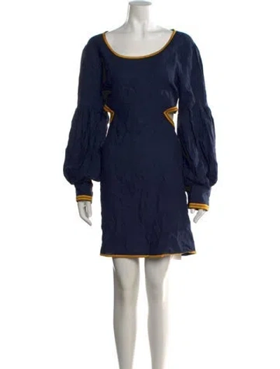 Pre-owned Fanm Mon Linen Mini Dress In Blue