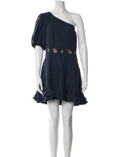 Pre-owned Fanm Mon Linen Mini Dress In Blue