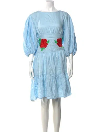 Pre-owned Fanm Mon Linen Mini Dress In Blue
