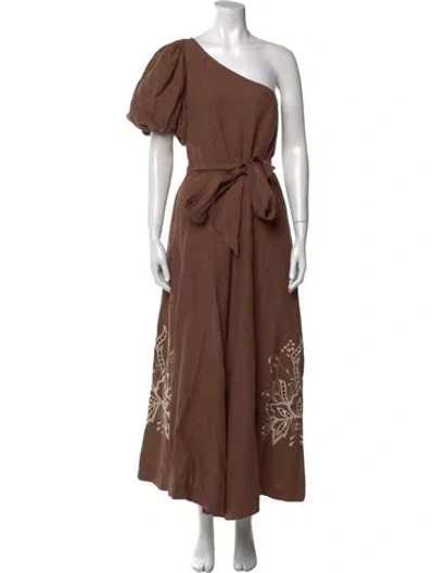 Pre-owned Fanm Mon Linen Mini Dress In Brown