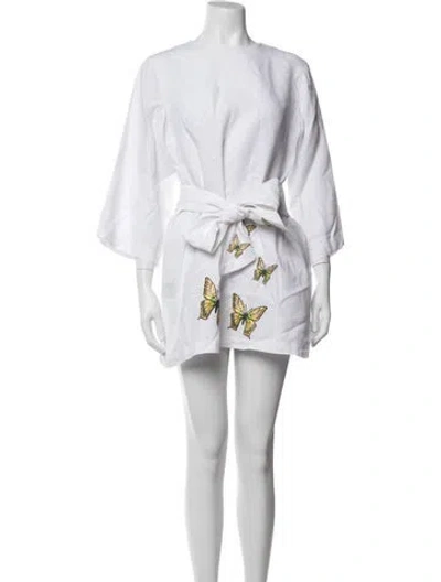 Pre-owned Fanm Mon Linen Mini Dress In Grey