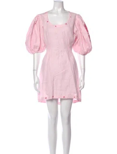 Pre-owned Fanm Mon Linen Mini Dress In Pink