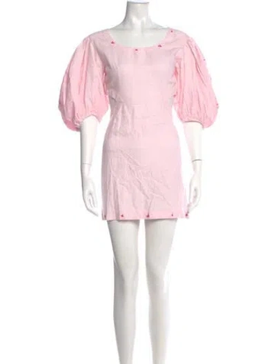 Pre-owned Fanm Mon Linen Mini Dress In Pink