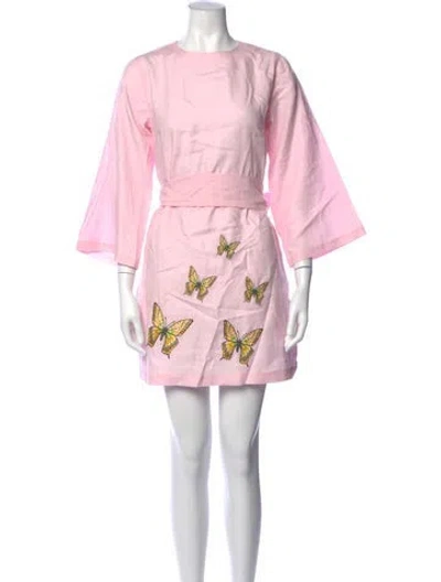 Pre-owned Fanm Mon Linen Mini Dress In Pink