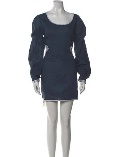 Pre-owned Fanm Mon Linen Mini Dress W/ Tags In Blue