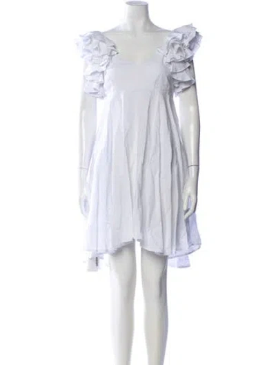 Pre-owned Fanm Mon Linen Mini Dress In White