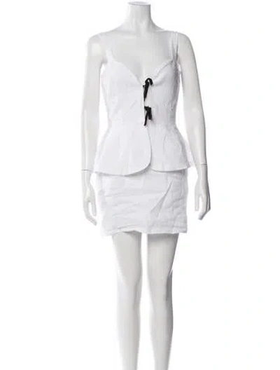 Pre-owned Fanm Mon Linen Mini Dress In White