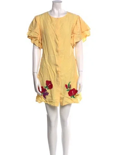 Pre-owned Fanm Mon Linen Mini Dress In Yellow