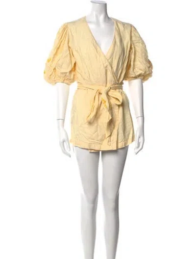 Pre-owned Fanm Mon Linen Mini Dress In Yellow