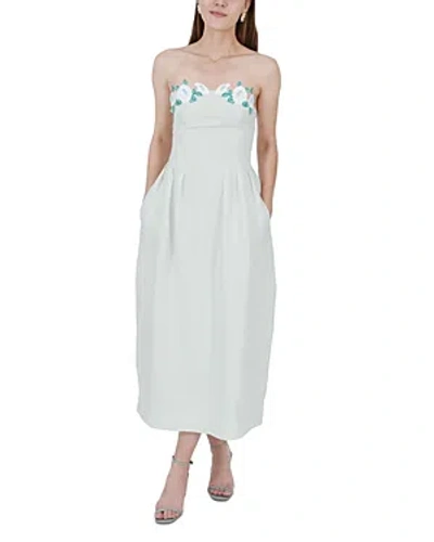 Fanm Mon Lorr Strapless Embroidered Dress In Mint Green