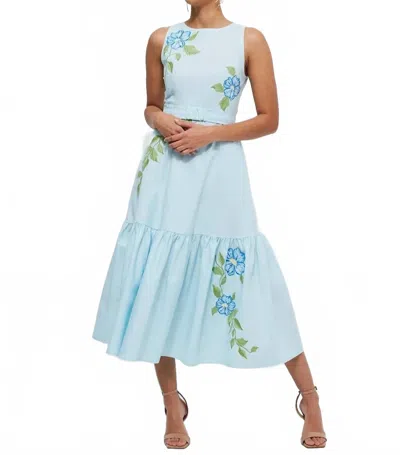 Fanm Mon Maria Midi Dress In Light Lagoon In Blue