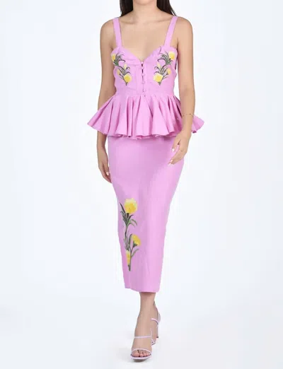 Fanm Mon Noemine Midi Dress In Purple/pink In Multi