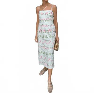 Fanm Mon Nuray Midi Dress In Light Green In White