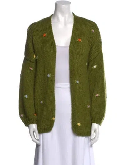 Pre-owned Fanm Mon Open Front Sweater In Green