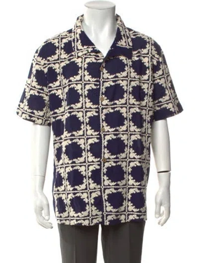 Pre-owned Fanm Mon Patterned Short Sleeve Shirt In Green