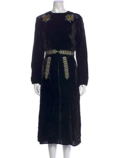 Pre-owned Fanm Mon Printed Long Dress In Black