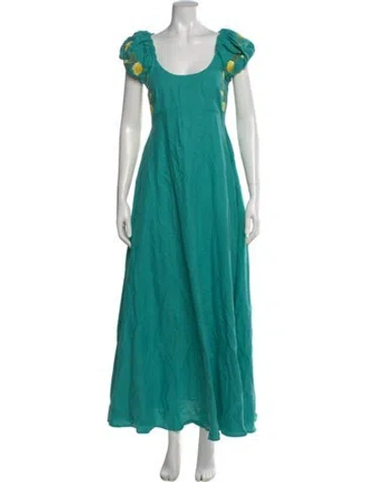 Pre-owned Fanm Mon Scoop Neck Long Dress In Green