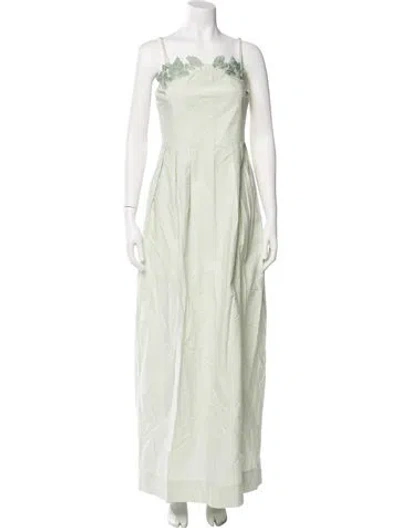 Pre-owned Fanm Mon Square Neckline Long Dress In Green