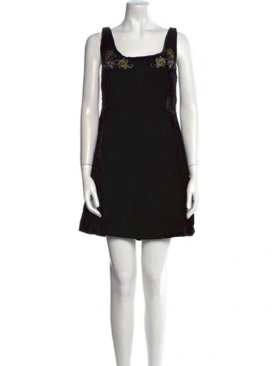 Pre-owned Fanm Mon Square Neckline Mini Dress In Black