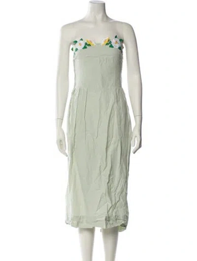 Pre-owned Fanm Mon Strapless Knee-length Dress In Green